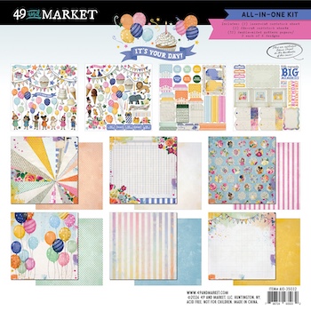 49 AND MARKET CONFETTI IT'S YOUR DAY ALL IN ONE KIT 12X12:$29.00
