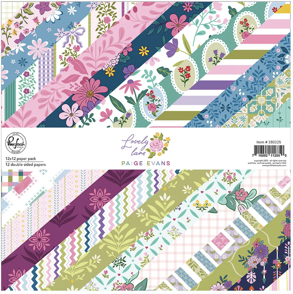 PINK FRESH 12X12 PAPER PACK LOVELY LANE BY PAIGE EVANS;$12.00
