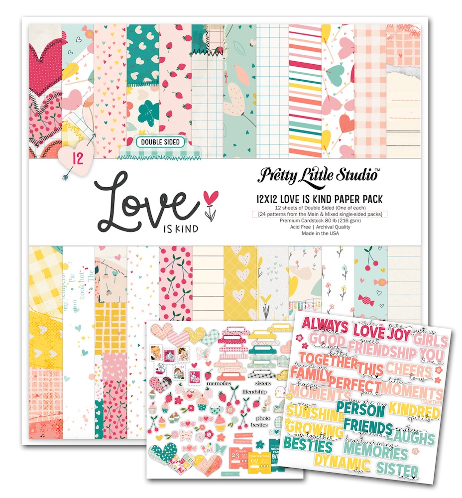 PRETTY LITTLE STUDIO 12X12 LOVE IS KIND PAPER PACK WITH EMBELLISHMENTS;$44.00 <span class='red' style='font-weight:bold;'>SALE: $39.60</span>