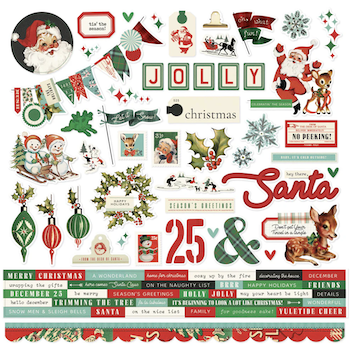 SIMPLE STORIES SIMPLE VINTAGE HOLLY JOLLY 12X12 STICKER SHEET:$4.00