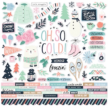 SIMPLE STORIES WINTER WONDER 12X12 STICKER SHEET:$3.45