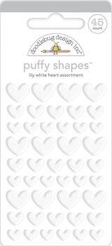 DOODLEBUG PUFFY SHAPES LLIY WHITE HEARTS $5.50