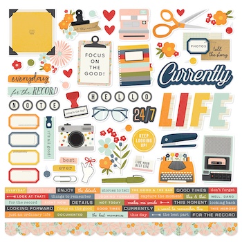 SIMPLE STORIES FOR THE RECORD 12X12 STICKER SHEET:$4.00