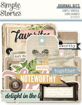SIMPLE STORIES SIMPLE VINTAGE JUNK DRAWER JOURNAL BITS:$5.00