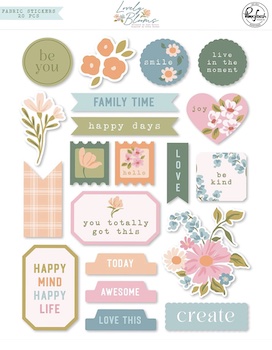 PINKFRESH FABRIC STICKERS LOVELY BLOOMS:$2.00