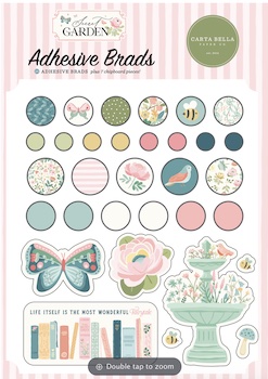 CARTA BELLA ADHESIVE BRADS & CHIPBOARD PIECES SECRET GARDEN:$6.50