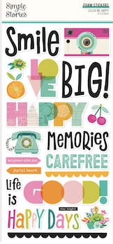 SIMPLE STORIES COLOR ME HAPPY FOAM STICKERS:$7.50