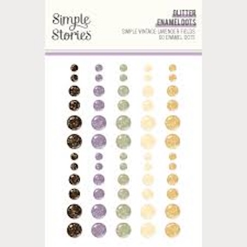 SIMPLE STORIES SIMPLE VINTAGE LAVENDER FIELDS GLITTER ENAMEL DOTS:$4.50
