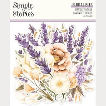 SIMPLE STORIES SIMPLE VINTAGE LAVENDER FIELDS FLORAL BITS:$5.50