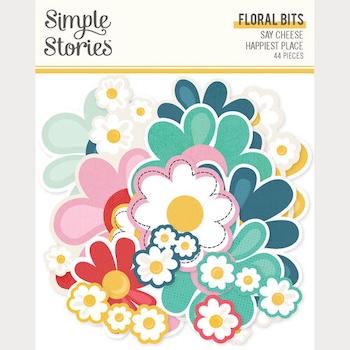 SIMPLE STORIES SAY CHEESE HAPPIEST PLACE FLORAL BITS:$5.50