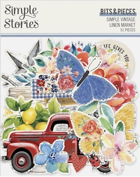 SIMPLE STORIES BITS & PIECES SIMPLE VINTAGE LINEN MARKET:$5.50