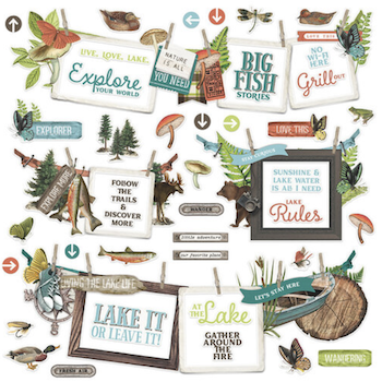 SIMPLE STORIES SIMPLE VINTAGE LAKESIDE STICKER SHEET:$3.50