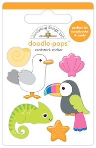 DOODLEBUG DESIGN DOODLE-POPS CARDSTOCK STICKER TROPICAL TRIO:$2.49