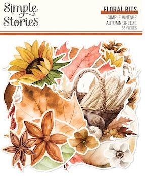 SIMPLE STORIES SIMPLE VINTAGE AUTUMN BREEZE FLORAL BITS:$5.50