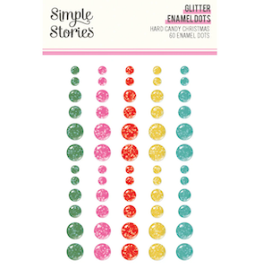 SIMPLE STORIES HARD CANDY CHRISTMAS GLITTER ENAMEL DOTS:$5.00
